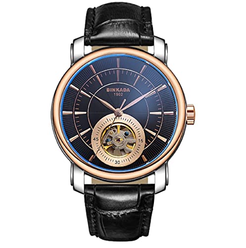 TIME WARRIOR Men's Automatic Watch Binkada Leather Mechanical Movement Stainless case