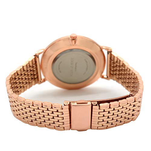 Image of Joker & Witch Stainless Steel Women Lucinda Analog Watch Bracelet Stack, Band Color-Rose Gold, Dial Color-White