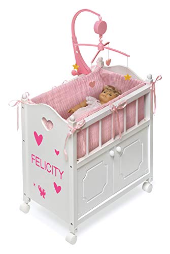 Badger Basket 01721 Toy Doll Bed - Wood Doll Crib Bassinet With Bedding And Storage, Fits 22 Inch Dolls thumb #8