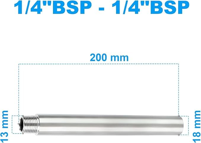 Conectores neumáticos 1/4 BSP TAILONZ acoplamiento de acero inoxidable 200 mm 3