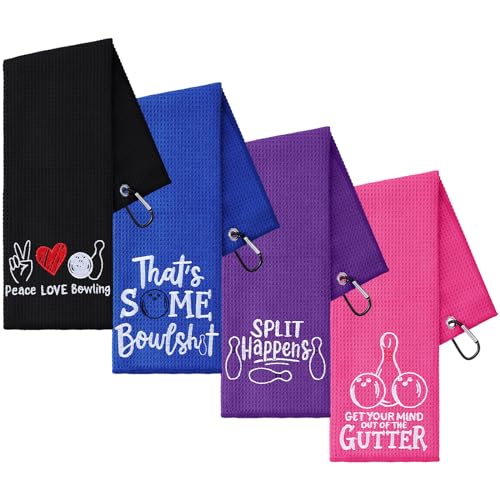 4 Microfiber Bowling Towel Embroidered Bowling Ball Shammy Pad,Women Style