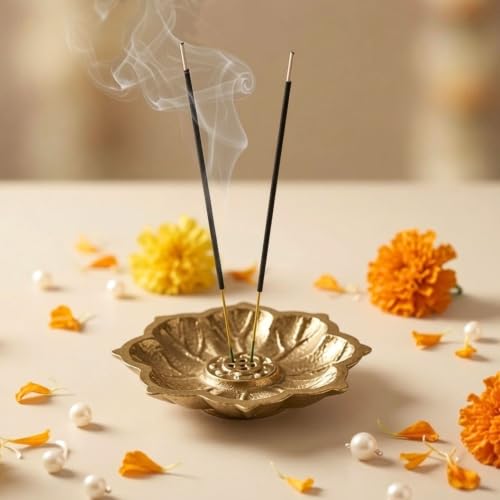 BEHOMA Lotus Flower Incense Holder for Home Temple & Pooja Room -...