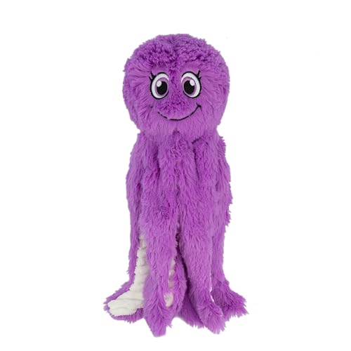 Image of Best Pet Supplies OctoMutant Crinkle Plush Dog Toys for Interactive Play, Puppy and Senior Indoor Play, Colorful Octopus Toy Shape, Soft Head Stuffing, Cute and Cuddly - Purple