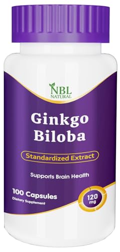 NBL Natural Ginkgo Biloba Capsules 120mg Memory Support Supplement Supports Brain Function and Mental Alertness 100 Capsules