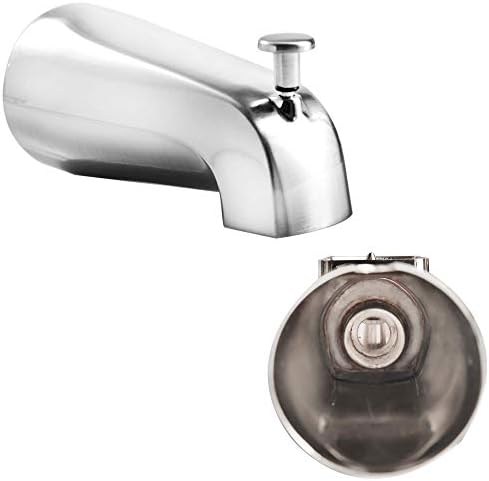 SENTO Silver Universal Bathroom Tub Spout with Diverter, Heavy Duty Durable Metal Bathtub Faucet with Shower Diverter - 4 Inches 1/2" IPS Inside Thread, Polished Chrome