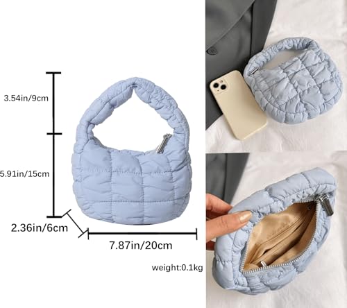Image of Quilted MINI Handbag and Purses Women Puffer Nylon Hobo Cotton Padded Purse Work Travel Lightweight