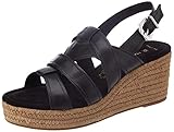 Feel + piel. MARCO TOZZI 2-2-28004-26 Leder Keilsandale, Sandalias con cuña Mujer, Color Negro, 40 EU