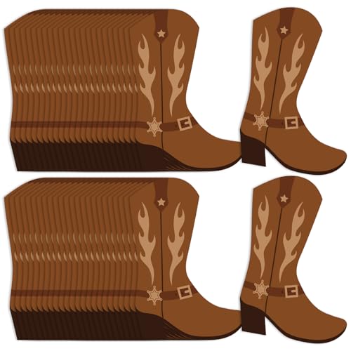 Image of Honoson 50 Pcs Cowboy Boot Decorations Bulletin Board Cutouts DIY Wild West Cowpoke Boots Paper Cutout West Cowboy Themed for Bulletin Board Decor Cowpoke Party Wild Occident Themed Party Supplies