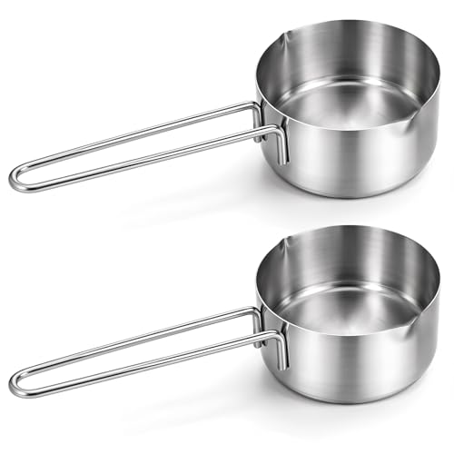 Juego 2 piezas taza medidora acero inoxidable 60 ml miniatura 1