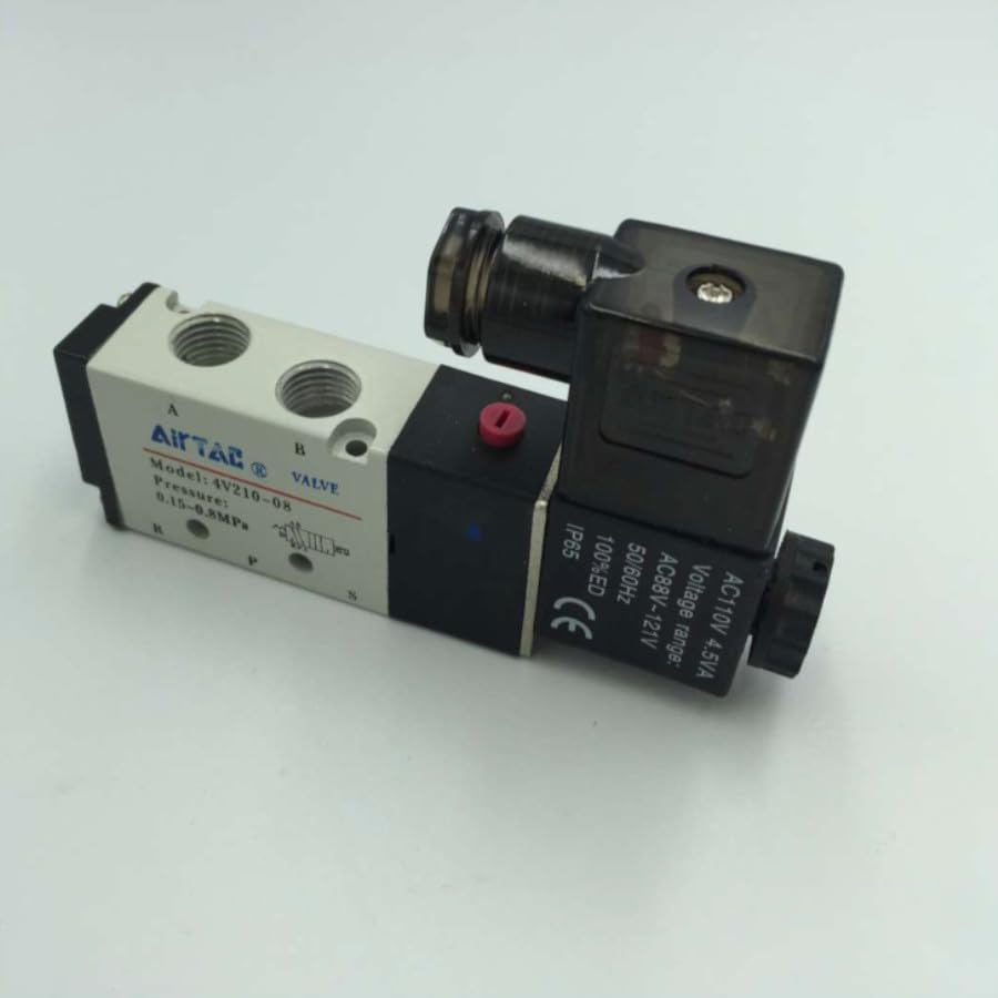 Pneumatyczny zawór elektromagnetyczny, zawór magnetyczny gazu i powietrza 5-drożny, 2 pozycje, 12 V, 24 V, 110 V, 220 V, wąż 8 mm, szybkie połączenie (6 mm, AC24V)