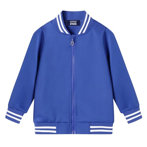 Image of LittleSpring Boys Girls Varsity Baseball Jacket Zip Up Bomber Jacket Thin 2-10Years