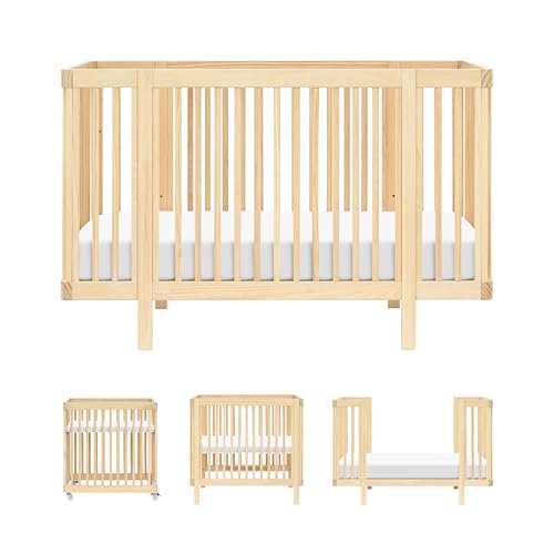 Babyletto Pogo Convertible All-Stages® Bassinet, Midi, Full-Size Crib in Blonde, GREENGUARD Gold Certified, Portable & Adjustable with Conversion Kits and Pads Included