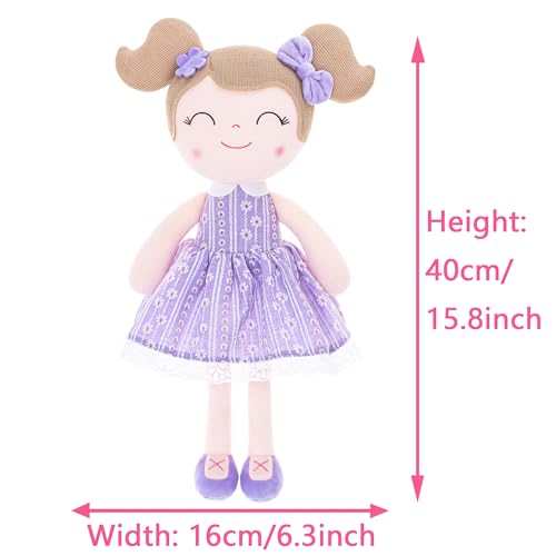 Gloveleya Baby Girl Gifts Soft Plush Doll – Lavender Daisies Cuddle Toy with Basket, Collectible Keepsake Birthday Easter Baby Shower Christmas for Girls