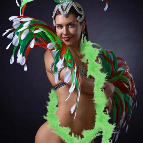 Boa de plumas verde suave al tacto y ligera para celebraciones de gala 6