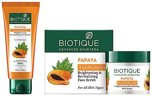 Image of Biotique Bio Papaya Revitalizing Tan Removal Scrub, 75g And Biotique Bio Papaya Revitalizing Tan-Removal Scrub, 100 g
