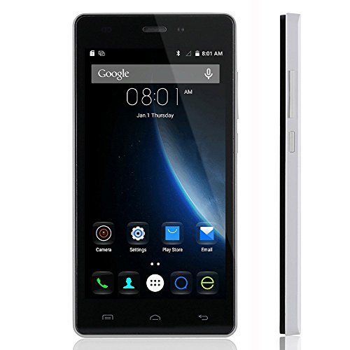DOOGEE X5 RAM 1GB+ROM 8GB 5.0 inch Android 5.1 3G Smart Phone MT6580 Quad Core 1.3GHz Unlocked Cell Phone GSM & WCDMA, Dual SIM (White+OTG Cable)