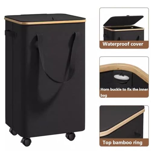 Panier à linge avec couvercle doré pour masquer le désordre 70L