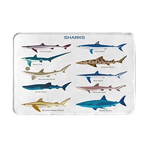 Cool Shark Bath Mat Rug for Bathroom Floor Plush Mats Small Bathmats Soft Washable Non Slip Absorbent Shower Carpet Kitchen Sink Rugs Bathroom Decor Accessories Cover