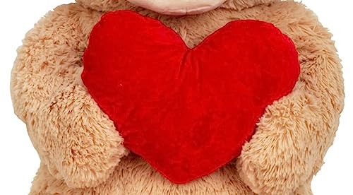 Lifestyle & More Riesen Teddybär Kuschelbär XL100 cm groß braun mit Herz Plüschbär Kuscheltier samtig weich