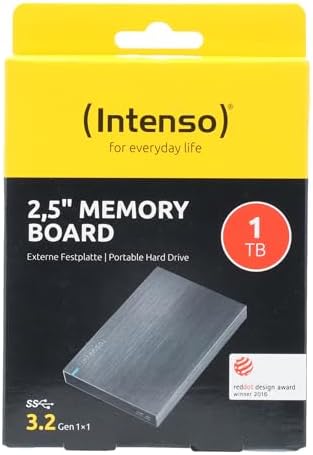 Intenso 6028660 Memory Board zewnętrzny dysk twardy 1 TB (6,4 cm (2,5 cala), 5400 rpm, 8 MB pamięci podręcznej, USB 3.0) antracyt