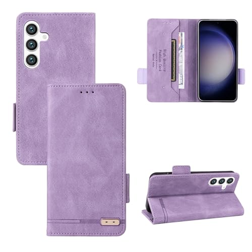 Étui portefeuille Samsung S24 en cuir PU violet avec porte-cartes et fermeture magnétique