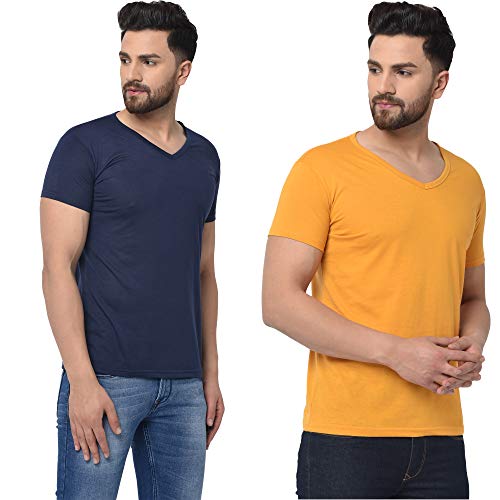 Image of JANGOBOY Men's V-Neck Cotton T-Shirt (Pack of 2)