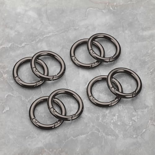 Image of Gkeygo Key Ring Clip, 4 /5 Inch Keychain Rings, 8 Pack Round Carabiner Clip for Keys, Buckle, Bags, Purses - Key Chain Hooks Replacement Keychains Lanyard DIY Crafts, Gunmetal
