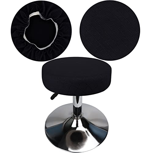 HuaLiSiJi Stool Covers Round 30-40cm/12-15.7" Round Bar Stool Covers, Luxurious Fabric Round Stretchable Wrinkle Resistant Washable Dustproof Stool Cover (1Pcs, Black)