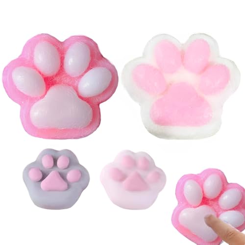Taba Squishy Paw Lot de 4 pattes de chat à presser - Jouet anti-stress pour adultes et adolescents (2 roses + 2 couleurs aléatoires)