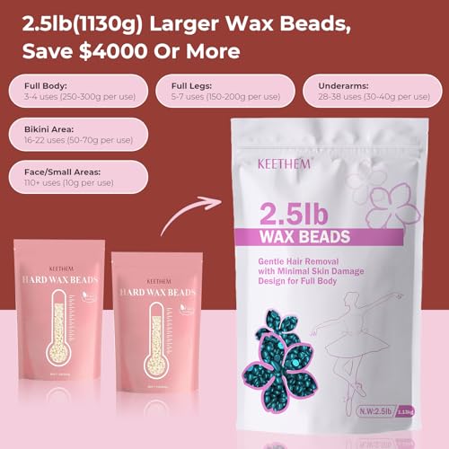 Wax Beads, Hard Wax Beads Hair Removal - 2.5 lbs Wax Beads for Sensitive Skin - Hard Wax Recommended for Full Body Bikini Brazilian Waxing (Jasmine) - Image 7