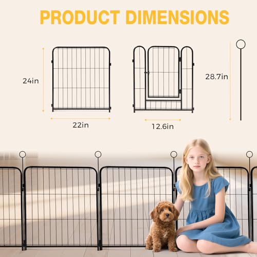 Lekesky Welpenauslauf Metall 60 cm, 8-teilig mit Tür & wasserdichter Bodenmatte Faltbar – Welpenlaufstall/Hundelaufstall für kleine Hunde & Welpen, auch als Kaninchenzaun (kurzfristig draußen)