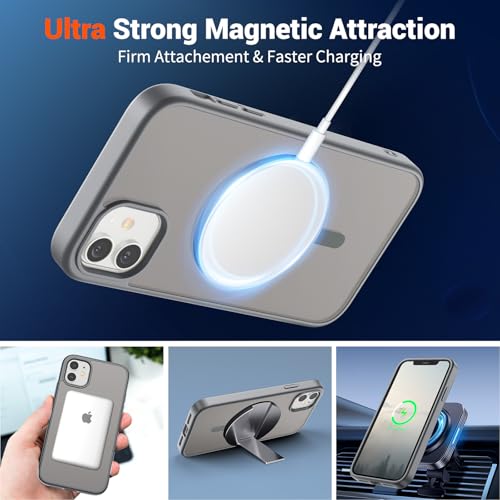 Image of SUPFINE Magnetic for iPhone 11 Phone Case (Compatible with MagSafe) (Military Grade Drop Protection) Slim Translucent Matte Shockproof with Anti-Fingerprint Phone Case,Gray