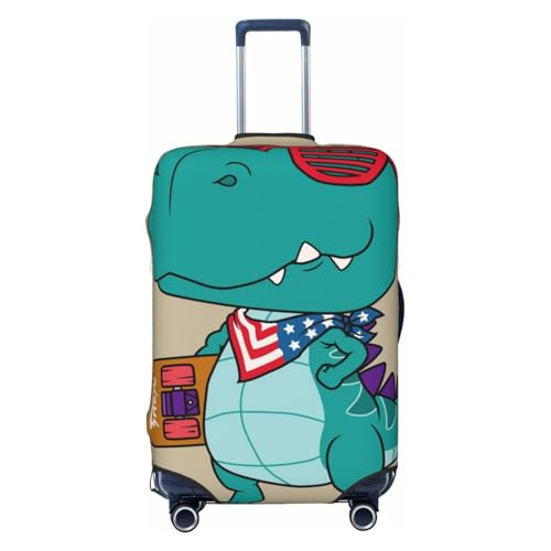 Cool Dino Playing Skateboard For Travel Luggage Cover Suitcase Protector Fits 18-32 Inch Travel Luggage Protector Elastic Luggage Anti-Scratch Suitcase Cover