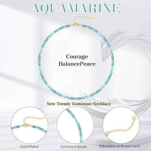 Choker Necklace for Women, Beaded Necklaces for Women Stocking Stuffers for Teens Teen Girl Gifts Gifts for Her Adjustable 14k Gold Gemstone Summer Anniversary Birthday Christmas Jewelry