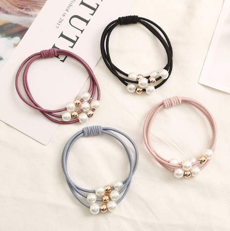 Accesorios para el cabello, bandas elásticas de goma con perlas, anillo para la cabeza, banda elástica para el cabello, soporte para cola de