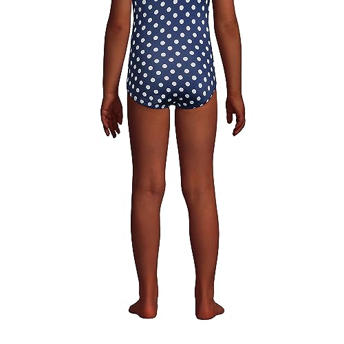 Image of Lands' End G One Piece Sport Swimsuit Deep Sea Navy Shadow Dot Kids 4