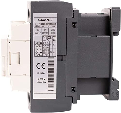 Contactor de 3 polos 30 Amp con bobina 120V, control de motor 32Amp AC3, iluminación 50Amp AC1, 600V, contacto auxiliar NO NC miniatura 3