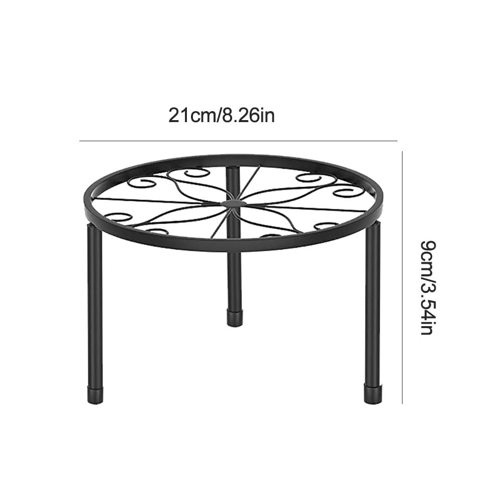 Plantenstandaard, bloempotstandaard, plantenrek, bloemenrek, geschikt voor binnen, buiten, huizen, kantoren, appartementen, binnenplaats, tuin, balkon, zwart, 21 x 9 cm