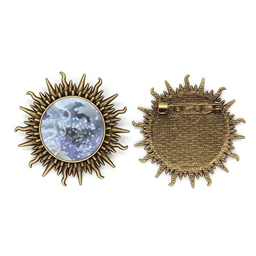 Sonne Brosche avec relief ombre métal broche soleil originale robuste