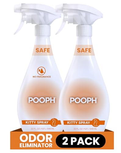 POOPH Kitty Spray - Odor Eliminator, 32oz - Dismantles Odors on a Molecular Basis, Cats, Freshener, Eliminator, Urine, Poop, Pee, Deodorizer, Fresh, Clean, Furniture, Potty, Safe - 2 Pack