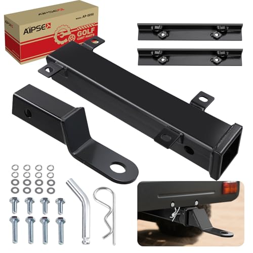 AIPSET Golf Cart Rear Trailer Hitch with Receiver Universal Compatible with EZGO Club Car Yamaha with Footrest Plate Sturdy Easy to Tow & Install