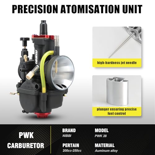 Image of NIBBI Carburetor PWK28 fit Motorcycle Engine with 28mm Carb Jets for DirtBike MiniBike Pit Bike GY6 ATV