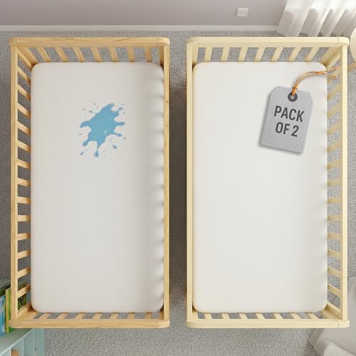 Lakhmaali 2 Pack Next to Me Crib Mattress Protector 50x85cm Waterproof Terry Cotton Soft Breathable Noiseless 360 Elastic Fit for Newborn & Infant Cribs (50X85x2pack)