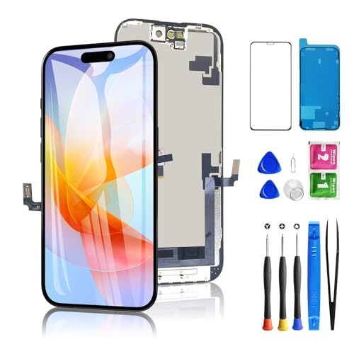 for iPhone 16 Screen Replacement 6.1 inch LCD Display 3D Touch Full HD Digitizer Frame Assembly Compatible with A3288 A3287 A3081 A3296 Models Repair Kit + Screen Tempered Protector