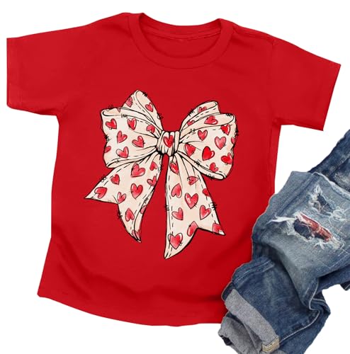 Image of LAZYCHILD Kids Valentine Shirt Girls Valentines Day Shirts Heart Graphic Long Sleeve Striped Tee Tops 5-14 Years