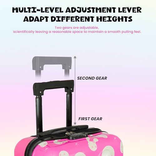 Image of Storite 18 Inches Kids Trolley Bag Hard-Sided Polycarbonate Cute Rabbit Print Spinner Suitcase Trolley Bags for Kid's Travel (Pink - 35 x22 x 37 Cm)