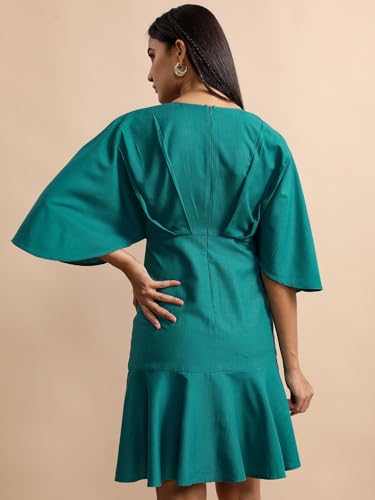 Image of Tokyo Talkies Women's Three-Quarter Sleeves V-Neck Solid Dresses | Stylish| Casual