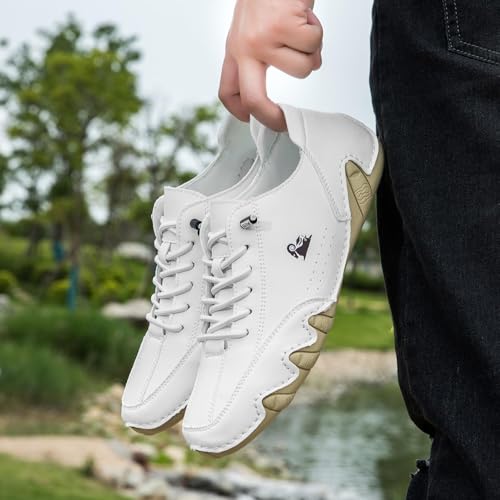 Vogany Men's Casual Leather Fashion Sneakers Chukka Boots Slip On Non-Slip Breathable High Boots Hiking Shoes Men2