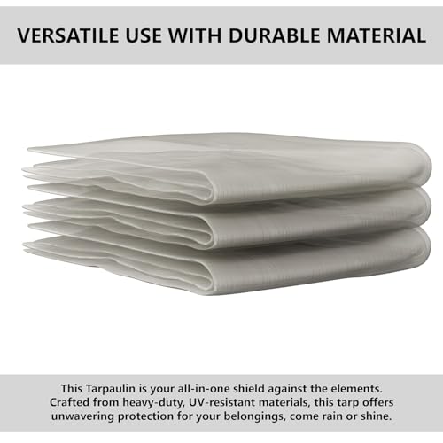 Image of Heart Home Tirpal (12x15 Feet) Waterproof Tarpaulin Sheet | Tharpai | Thadika | 120 GSM Tadpatri | Lightweight Premium Tirpal | Eco-Friendly Tent Tirpal | White