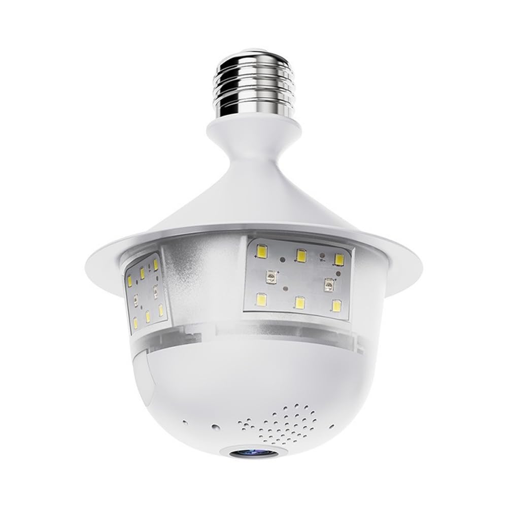 Hndhbfgrt As Shown Two-Way Voice 3Mp Wifi E27 Bulb Security Camera Full Color Night Vision Wireless Auto Tracking Fisheye Wifi Camera